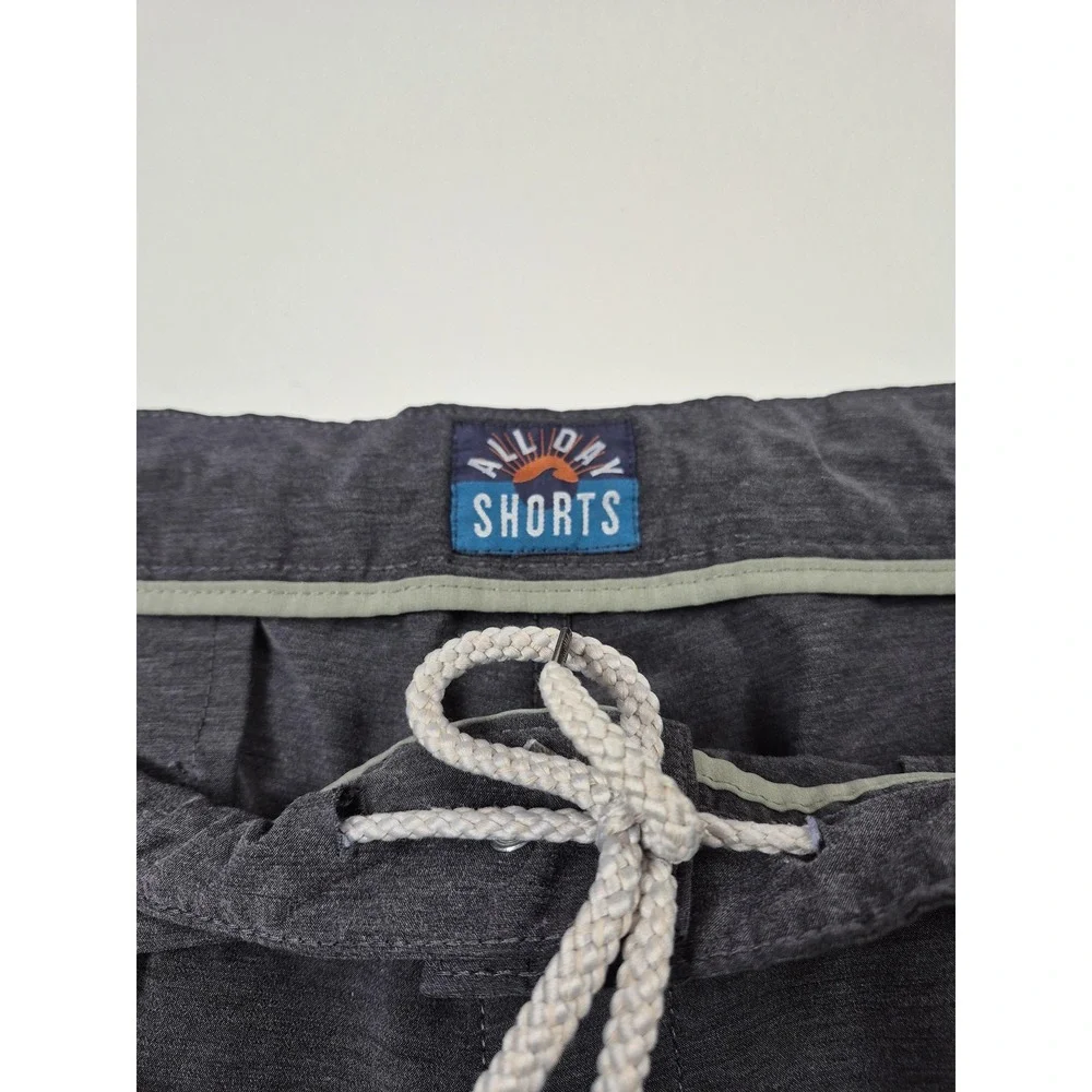 Faherty All Day Shorts Mens 38 Gray Chino Performance Drawstring Stretch Casual